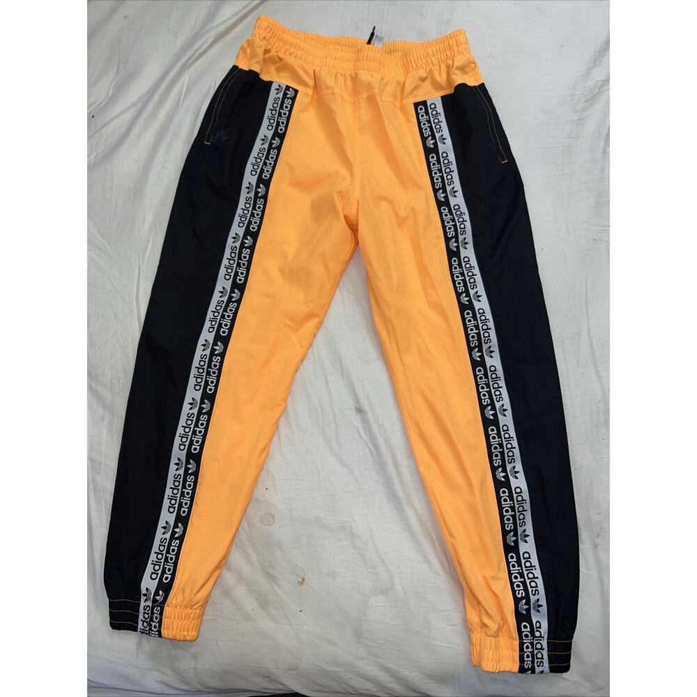 ADIDAS R.Y.V. BLKD TRACK PANTS ED8793 ORANGE BLACK MENS SIZE MEDIUM